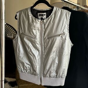 DKNY Stylish Silver Puffer Vest